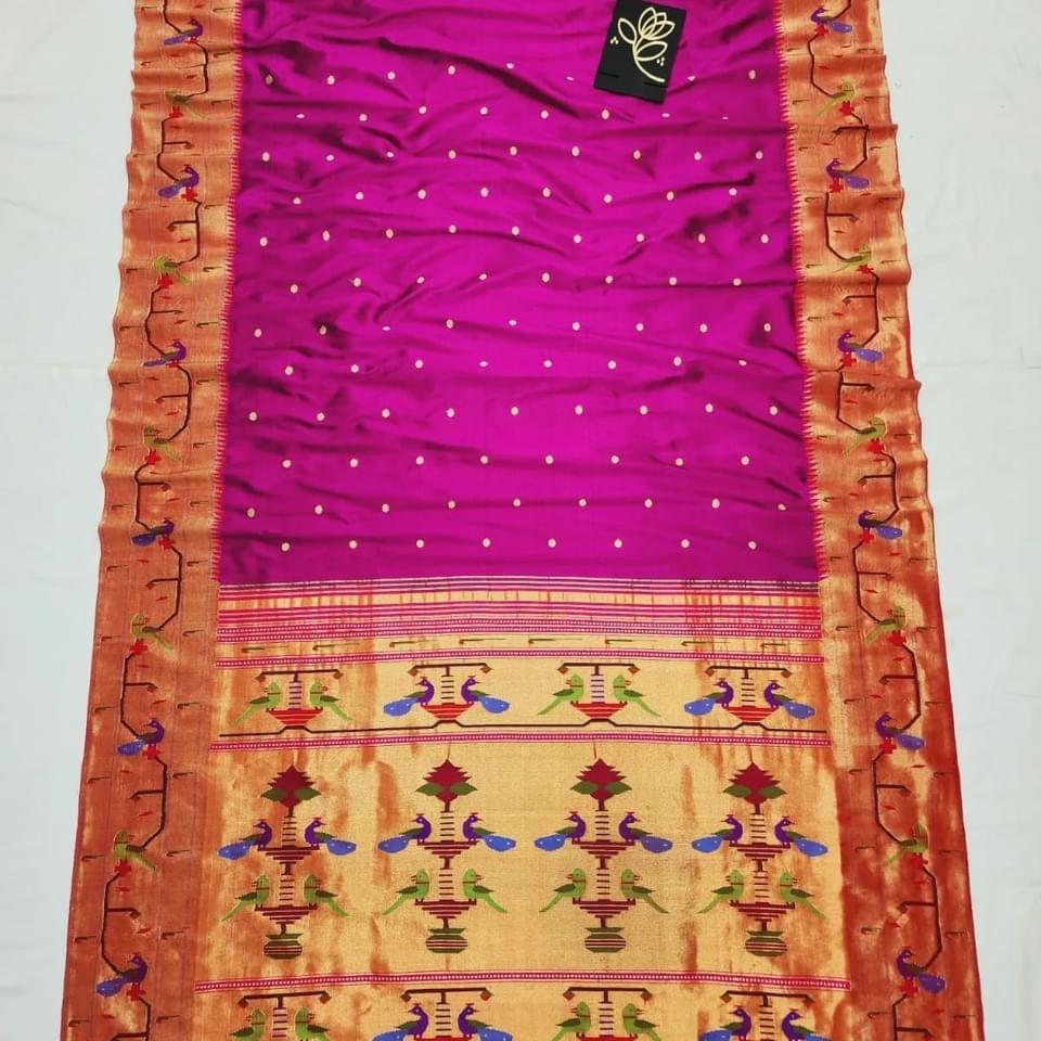 Pure pythani pattu saree with blouse, fall and peco done.