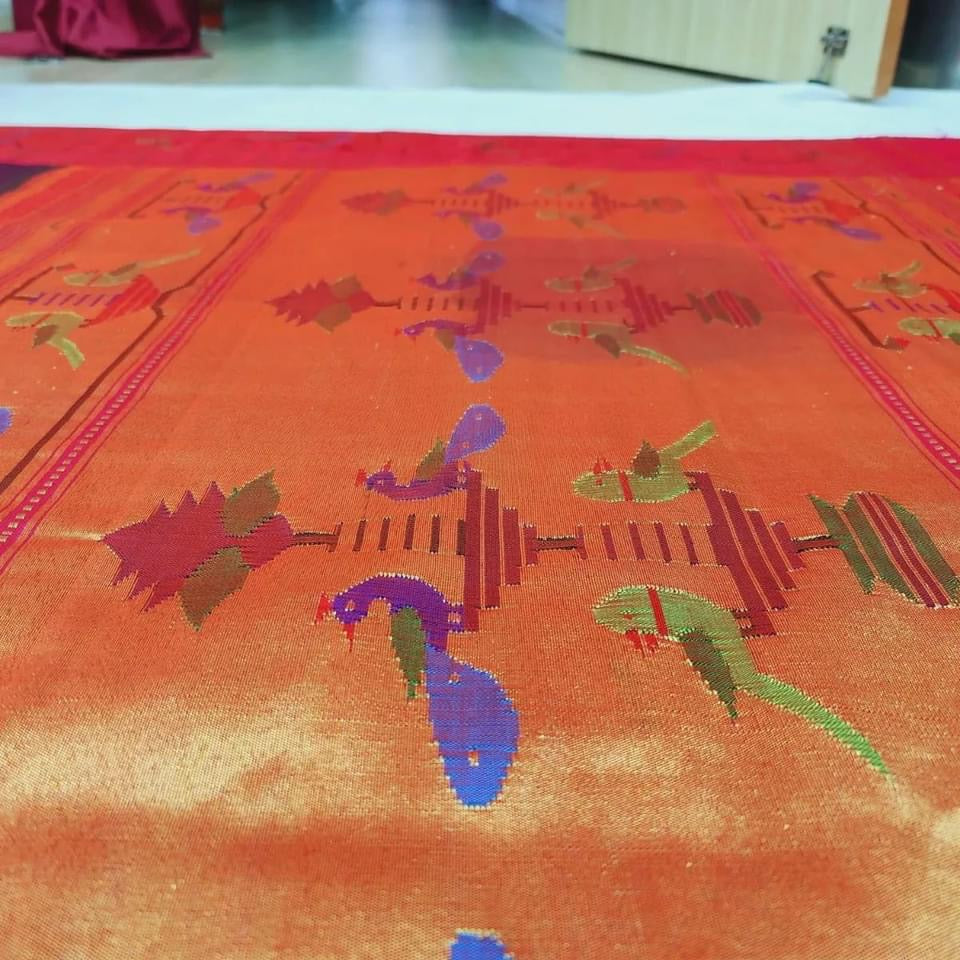 Pure pythani pattu saree with blouse, fall and peco done.